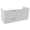 47 Inch Wall Mount Glossy White Double Bathroom Vanity Cabinet